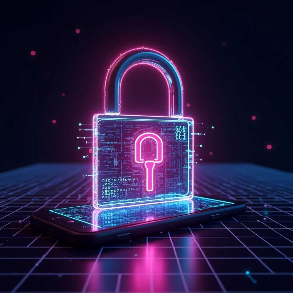 Conceptos de seguridad digital con estética retro